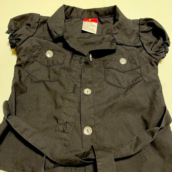 🌟Black Button Up Shirt with Tie Waist Size 12 Months - Picture 2 of 4